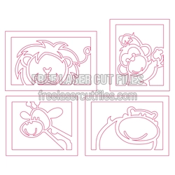 Cute Jungle Animal Outline Set for Laser Cutting