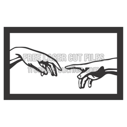 Hands Reaching Touching Fingertips Laser Cut Frame Art