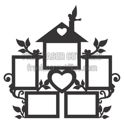 Heart Family Photo Frame Collage Laser Cut Design