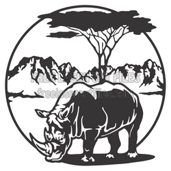 Rhino Safari Scene Laser Cut File for DIY Decor
