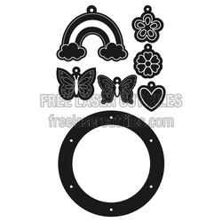 Baby Mobile Laser Cut File with Rainbow, Butterflies & Hearts