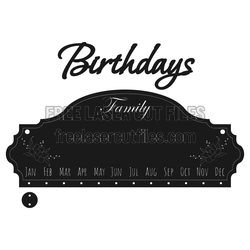 Family Birthdays Birthday Calendar Sign Laser Cut File