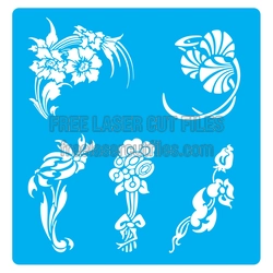 Floral Stencil Set for Laser Cutting, Ready to Cut