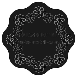 Floral Wavy Frame Laser Cut Template, Ready to Cut