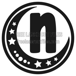 Moon Monogram Letter "N" Key Ring Laser Cut File