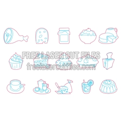 Assorted Dessert and Kitchen Motifs Laser Cut Template
