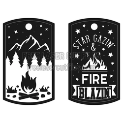 Camping Keychain Laser Cut Tag Set, Ready to Cut