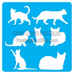 Cat Silhouette Stencil Set, Laser Ready Cut File