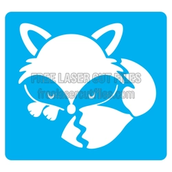 Cute Fox Stencil Design for Laser Cutting