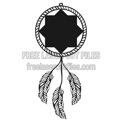 Geometric Dream Catcher Laser Cut File with Feathers