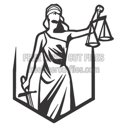 Lady Justice Laser Cut Design, Ready to Cut Court Decor