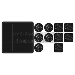 Printable Tic Tac Toe Laser Cut Game with Tokens