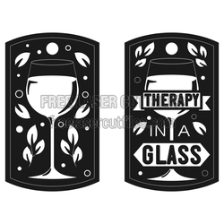 Wine Glass Therapy Sign Laser Cut File, Funny Decor