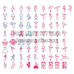 Ballet Dancer Figure Set, Laser Cut Template Bundle