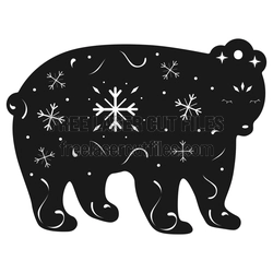 Christmas Bear Ornament Laser Cut File, Ready to Cut