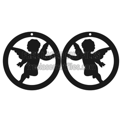 Cupid Angel Christmas Ornament Earrings, Laser Ready SVG