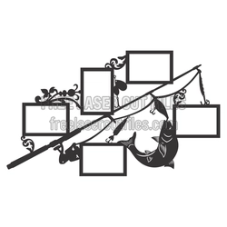 Fishing Photo Frame Collage Laser Cut Design, Free Download