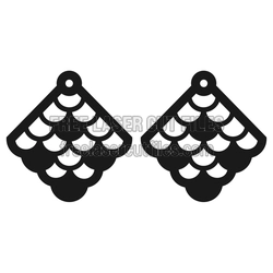 Scallop Dangle Earrings Laser Cut File, Ready to Cut