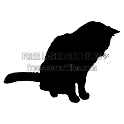 Sitting Cat Silhouette Laser Cut File, Free Download