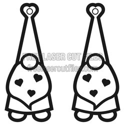 Valentine Gnome Earrings Laser Cut File, Ready to Cut