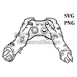 Zombie Gamer Hands Holding Controller Laser Cut File