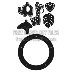 Baby Mobile Laser Cut File with Animals and Heart Charms