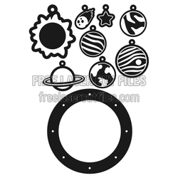Baby Mobile Laser Cut File with Planet Space Charms