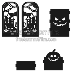 Halloween Pumpkin Box Business Card Stand Laser Cut File