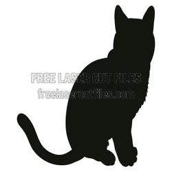 Sitting Cat Silhouette Laser Cut File, Ready to Cut