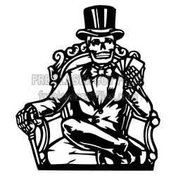 Skeleton Gentleman in Top Hat, Gothic Halloween Laser Cut