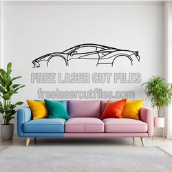 Sports Car Side Profile Silhouette Laser Cut Wall Design