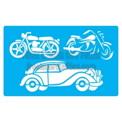 Vintage Motorcycle and Car Stencil Set, Laser Ready