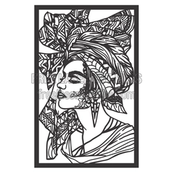 Boho Woman Portrait Laser Cut Decorative Panel