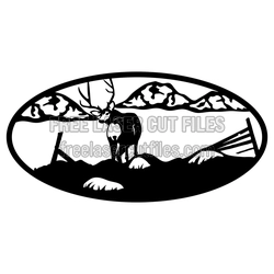 Deer Scene Oval Laser Cut File, Free Nature Design