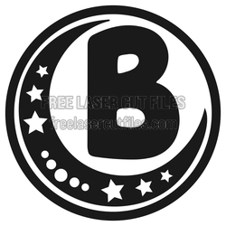 Moon Letter B Key Ring Design, Free Laser Cut File