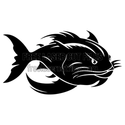 Stylized Cat Fish Silhouette Free Laser Cut File