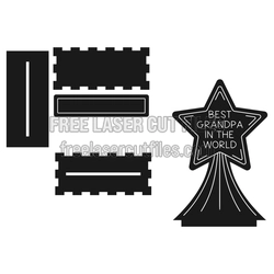 Best Grandpa Star Trophy Laser Cut File, 3mm Ready to Cut