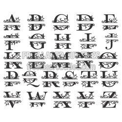 Decorative Vine Alphabet Set for Laser Cutting, Ready to Cut