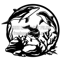 Dolphins Ocean Scene Laser Cut Wall Art Design