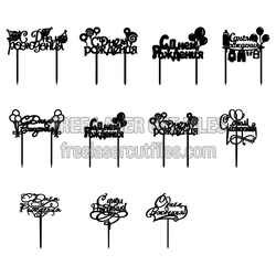 Happy Birthday Cake Toppers Set - Ready to Cut Stakes