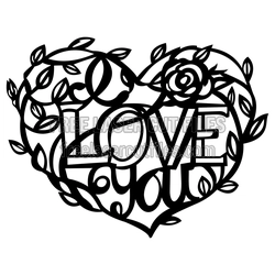 Love You Floral Heart Valentine Cut File