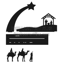 Nativity Laser Cut Scene with Star and Camels