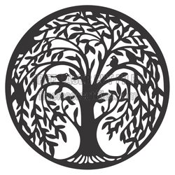 Round Tree and Bird Laser Cut Nature Panel