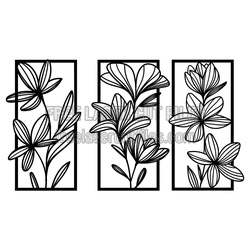 Triple Floral Panel Laser Cut Design, Ready to Cut