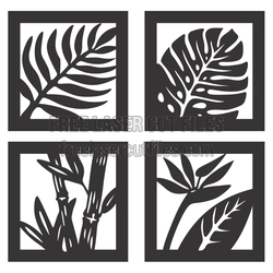 Tropical Leaf Panel Set for Laser Cutting, Ready to Cut