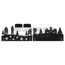 Christmas Village Layered Scene with Houses and Trees