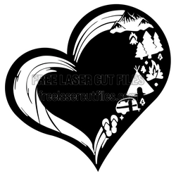 Heart Love Scene Clipart Laser Cut File, Ready to Cut
