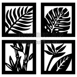 Palm Leaves Botanical Panel Set Ready to Cut
