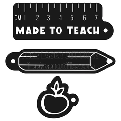 Teacher Keychain Laser Cut Design with Pencil and Apple