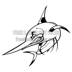Angry Swordfish Cartoon Laser Cut File Ready to Cut